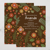 Invitation Feuilles et fleurs (Devant / Derrière)