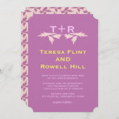 Invitation feuilles et monogramme (Devant / Derrière)