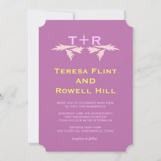 Invitation feuilles et monogramme