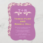 Invitation feuilles et monogramme (Devant / Derrière)