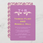 Invitation feuilles et monogramme (Devant / Derrière)