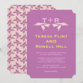 Invitation feuilles et monogramme (Devant / Derrière)