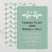 Invitation feuilles et monogramme (Devant / Derrière)