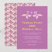 Invitation feuilles et monogramme (Devant / Derrière)