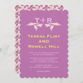 Invitation feuilles et monogramme (Devant / Derrière)