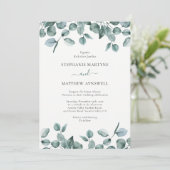 Invitation Feuilles Eucalyptus Mariage moderne (Debout devant)