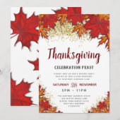 Invitation Feuilles | Fête de Thanksgiving (Devant / Derrière)