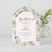 Invitation Feuilles florales anniversaire (Debout devant)