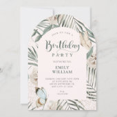 Invitation Feuilles florales anniversaire (Devant)