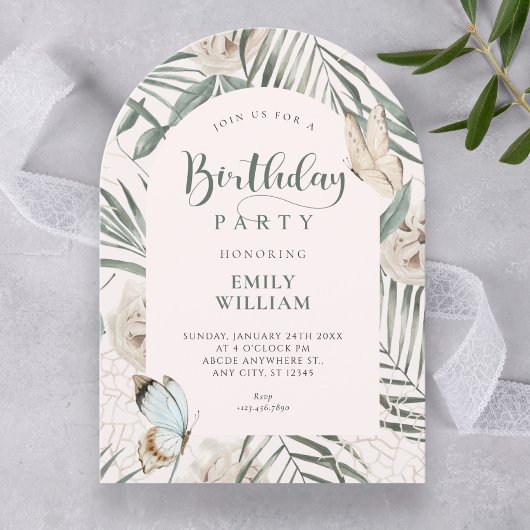 Invitation Feuilles florales anniversaire
