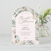 Invitation Feuilles florales douche de mariée (Debout devant)