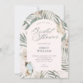 Invitation Feuilles florales douche de mariée (Devant)
