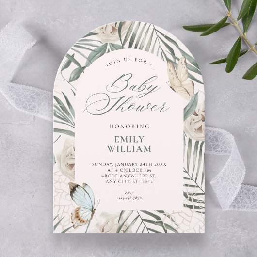 Invitation Feuilles florales douche de mariée