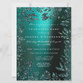 Invitation Feuilles florales Parties scintillant encadrée Tur (Devant)