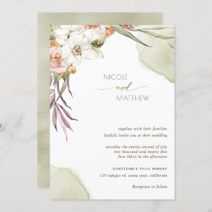 Invitation Feuilles floraux de palmiers, vert et Mariage de p