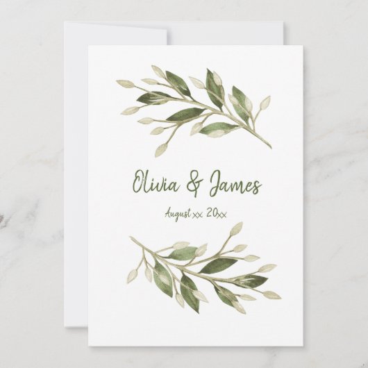 Invitation Feuilles forestiers, Verdure, Mariage (Devant)