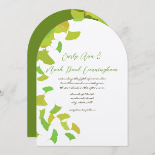 Invitation Feuilles Ginkgo sur Mariage de chaux Petit 4 x 5