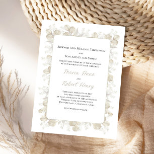 Invitation Feuilles Mariages d'aquarelle Sage Green