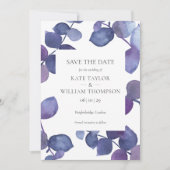 Invitation Feuilles modernes d'Eucalyptus violet Enregistrer (Devant)