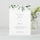 Invitation Feuilles modernes et vignes Mariage blanc (Debout devant)