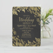 Invitation Feuilles or et noir Chalk Chic Mariage rustique (Debout devant)