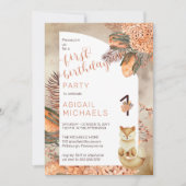 Invitation Feuilles Palm | Hydrangeas Fox 1er fête d'annivers (Devant)