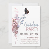 Invitation Feuilles papillons, élégante fête du jardin (Devant)