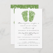 Invitation Feuilles Parties scintillant Blanc Monnaie Vert Ba (Devant / Derrière)