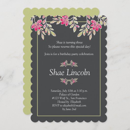 Invitation feuilles peints (Devant / Derrière)