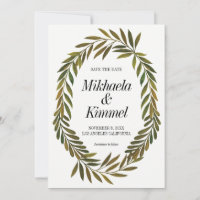 Feuilles peints à la main Enregistrer la date Invi