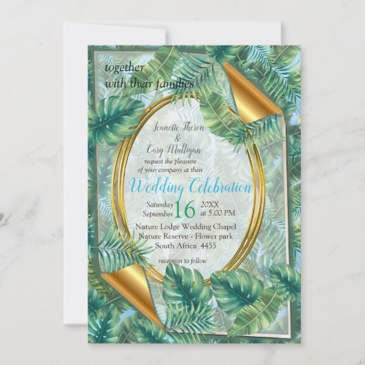Invitation Feuilles Plantes verts tropicaux (Devant)
