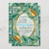 Invitation Feuilles Plantes verts tropicaux (Devant / Derrière)