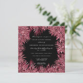 Invitation Feuilles Red Bean Fern Cadre Métallurique Noir Ros (Debout devant)