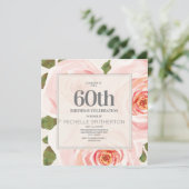 Invitation Feuilles rose pâle 60e anniversaire Femmes (Debout devant)