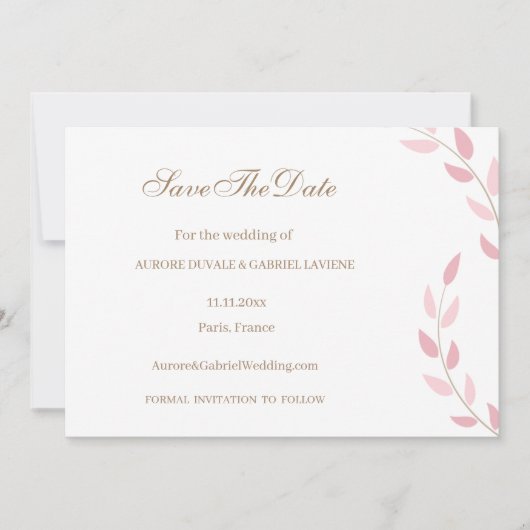 Invitation Feuilles Roses Vierges Automne Enregistrer Le Mari (Devant)