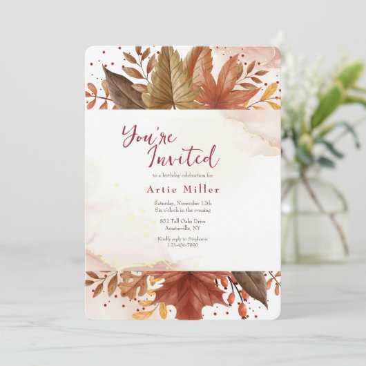 Invitation Feuilles Rustiques (Debout devant)