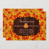 Invitation Feuilles Rustiques D'Automne, Thanksgiving citroui (Devant / Derrière)