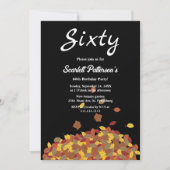 Invitation Feuilles Rustiques Noir et Blanc 60e anniversaire (Devant)