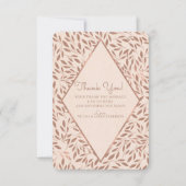 Invitation Feuilles rustiques roses botanique glamour merci (Devant)
