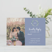 Invitation Feuilles rustiques sur le bois monogramme photo Ma (Debout devant)