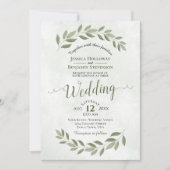 Invitation Feuilles Sage Green Laurel Mariage simple Aquarell (Devant)