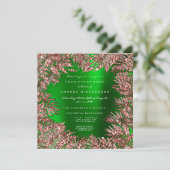Invitation Feuilles Tropical Fern Cadre Rose Or Cuivre Vert (Debout devant)