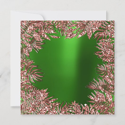 Invitation Feuilles Tropical Fern Cadre Rose Or Cuivre Vert (Dos)