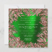 Invitation Feuilles Tropical Fern Cadre Rose Or Cuivre Vert (Devant)