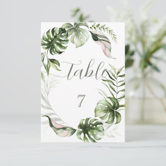 Invitation Feuilles tropicales à l'aquarelle verdure (Debout devant)
