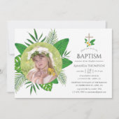 Invitation Feuilles tropicales baptême (Devant)