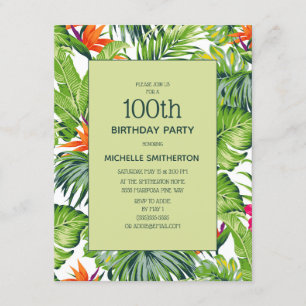Invitation Feuilles tropicales florales rose orange 100e anni