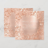 Invitation Feuilles tropicales Palm Garden Rose rose cuivre (Devant / Derrière)