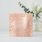 Invitation Feuilles tropicales Palm Garden Rose rose cuivre (Debout devant)