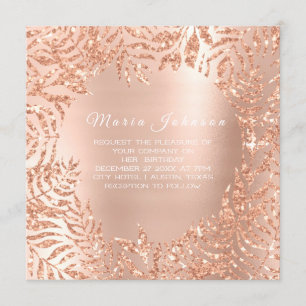 Invitation Feuilles tropicales Palm Garden Rose rose cuivre